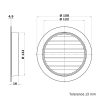 Dalap AVD fekete rozsdamentes acél szellőzőrács rovarvédő hálóval, karimával, Ø 125 mm Dlp99982