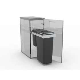   EKOTECH - Beépíthető hulladékgyűjtő SMART Inox 1x26 liter+1x7 liter lágyan záródó