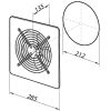 Ipari fali ventilátor gravitációs zsaluval, négyzet alakú, Ø 212 mm Dlp8520