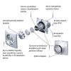Fürdőszobai ventilátor alacsony zajszinttel, időzítővel és visszacsapó szeleppel, Ø 100 mm Dlp9000