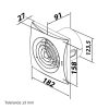 Fürdőszobai ventilátor alacsony zajszinttel és visszacsapó szeleppel, Ø 125 mm Dlp9124