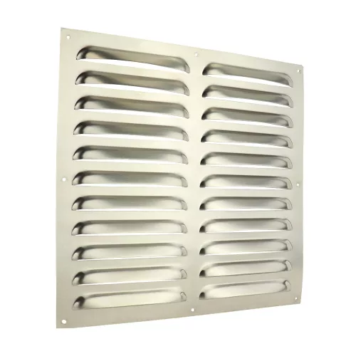 Dalap GM 300 NR rozsdamentes acél szellőzőrács karima nélkül, fix zsaluval, 300x300 mm Dlp4549