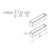 Hőszigetelt anemosztát doboz egysoros befúvóhoz 625mm hosszú, 3db 125mm-es csatlakozással VTBOXA125625