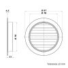 Dalap AVW fehér színű, fém szellőzőrács rovarvédő hálóval és karimával, Ø 80 mm Dlp99990W