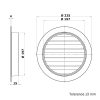 Dalap AVW fehér színű, fém szellőzőrács rovarvédő hálóval és karimával, Ø 200 mm Dlp99994W