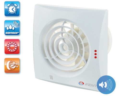 Vents Quiet TH 150 Fürdőszoba ventilátor alacsony zajszinttel, időzítővel, páraérzékelővel
