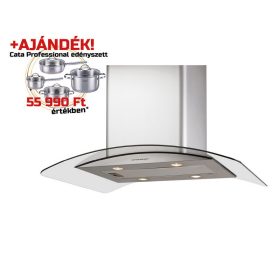   Cata - Páraelszívó Isla gamma 900 X/D inox-üveg LED + Cata PROFESSIONAL edényszett