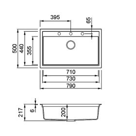   ELLECI- Mosogatótálca Sintesi 130 Keratek K87 Cocoa fekete tartozékokk