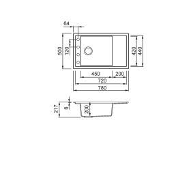   ELLECI- Mosogatótálca Sintesi 305 Keratek K86 Black bronz tartozékokkal