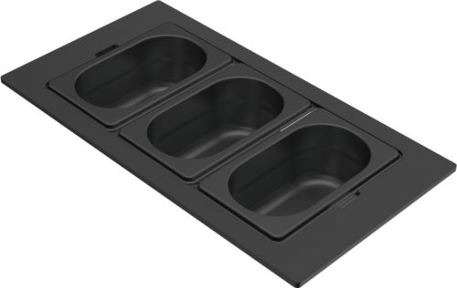 ELLECI - Tároló edény háromrészes gourmet 410 fekete HPL kerettel