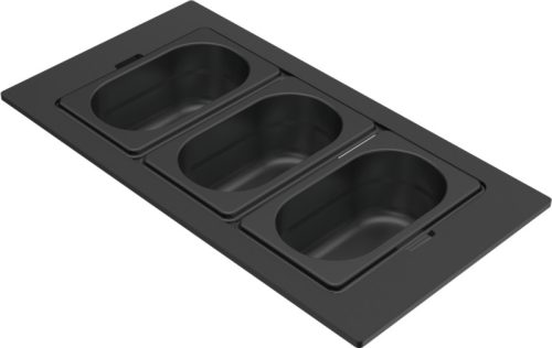 ELLECI - Tároló edény háromrészes gourmet 418 fekete HPL kerettel