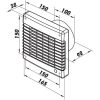 Fürdőszoba ventilátor Dalap 100 LVZW, emelt teljesítménnyel időzítővel és  páraérzékelővel Dlp 41103