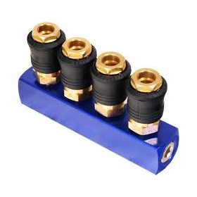   Levegőelosztó 4-es elágazó - gyorscsatlakozók és KM 3/8" - OLASZ