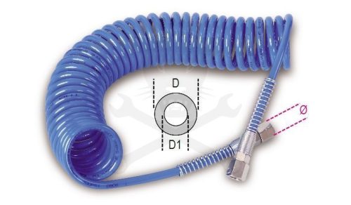 Levegőcső spirál  4 m kék - 5 mm x 8 mm - 1/4" BM - 98 Shore (1914/5x4MT)