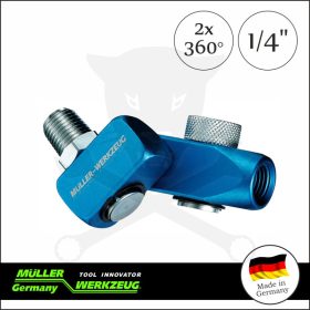   Levegő csatlakozó adapter-forgós, szabályzós 2x360-fok 1/4" -MÜLLER