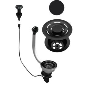   ELLECI - FLOW OPEN UP (nyomógombos) automata dugókiemelő egymedencés mosogatókhoz - fekete