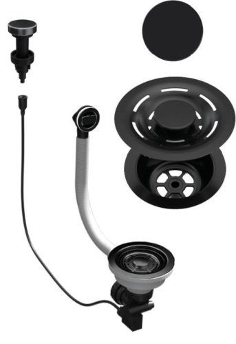 ELLECI - FLOW OPEN UP (nyomógombos) automata dugókiemelő egymedencés mosogatókhoz - fekete