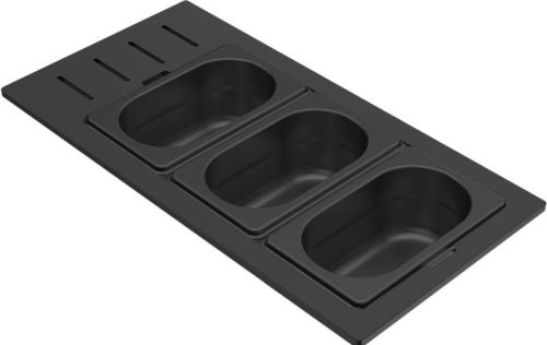 ELLECI - Tároló edény háromrészes gourmet 433 fekete HPL kerettel