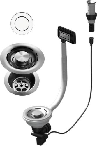 ELLECI - FLOW PRO (PUSH-CONTROL OPEN UP) automata dugókiemelő egymedencés mosogatókhoz - inox