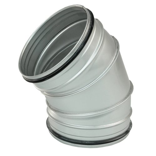 Rozsdamentes acélból készült Dalap BENDI-O 45° kerek könyök idom tömítő gumival, Ø 125 mm Dlp80088I