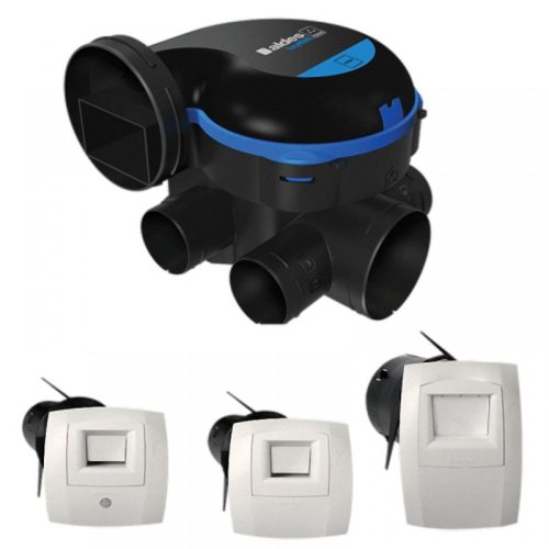 Aldes  EasyHOME Hygro Classic központi elszívó ventilátoros rendszer + Bahia elektromos páraérzékelős elszívó rácsok