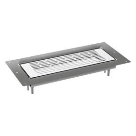   Fém szellőztető rács 300 x 100 mm-es kerettel, fém csatlakozóval a padlóba való bevezetéshez Dlp 197531