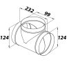 Szűkített T-idom préselt gumi tömítéssel - Ø 125/100 mm Dlp 80095