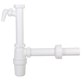   Egymedencés mosogatószifon, leeresztőszelep nélkül, mosogatógép csatlakozóval, 40 mm-es elfolyás STY-538-4