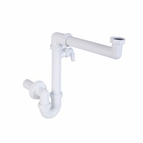   Helytakarékos csőszifon, mosógép csatlakozóval, leeresztőszelep nélkül, 40 mm-es elfolyással STY-641