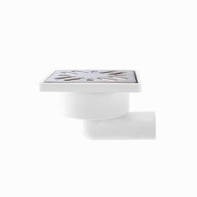   Zuhanytálca szifon, oldalkifolyású, 100x100 mm-es rozsdamentes ráccsal STY-508-RM