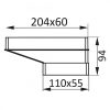 PVC átalakító idom lapos légcsatornához 204x60 mm / 110x55 mm Dlp5181