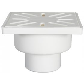   Zuhanytálcaszifon, alsókifolyású, 100x100 mm-es műanyag ráccsal STY-509-50-M