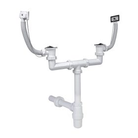   Kétmedencés mosogatószifon, dupla túlfolyóval, leeresztőszeleppel, 40 mm-es STY-539