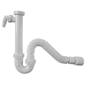   Csőszifon, leeresztőszelep nélkül, mosogatógép csatlakozóval + jollyflexel, 50 mm-es elfolyással STY-638-4-J