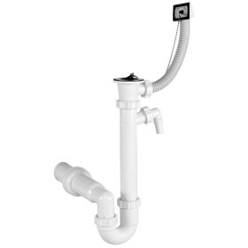   Csőszifon, túlfolyóval, leeresztőszeleppel, mosogatógép csatlakozóval, 50 mm-es elfolyással STY-638-50-1