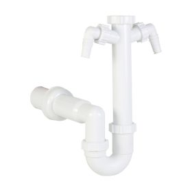   Csőszifon, leeresztőszelep nélkül, mosó-, és mosogatógép csatlakozóval, 50 mm-es elfolyással STY-638-50-4-2