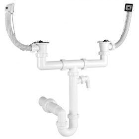   Kétmedencés csőszifon, 2 túlfolyóval, mosgép csatlakozóval, 50 mm-es elfolyással STY-639-50-1