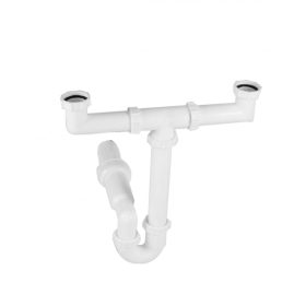   Kétmedencés csőszifon, leeresztőszelep nélkül, 50 mm-es elfolyással STY-639-50-2