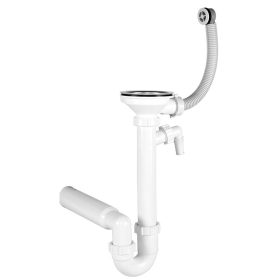   Mosogogató szifon, 1 medencés, 114-es leeresztővel, kerek túlfolyóval, 50 mm-es STY-658-1