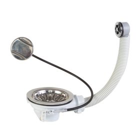   114 mm-es bowdenes leeresztőszelep, kör túlfolyóval, rozsdamentes STY-660