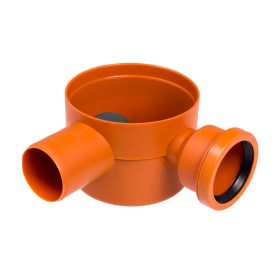   Padlószifon, tokozott, gumigyűrűs, II. ágú, 80 mm, Lapos, jobb oldali beömlővel STY-690-J