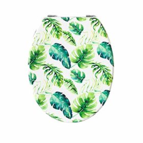WC ülőke, színes, mintás, MDF, zöld levelek WÜ-103