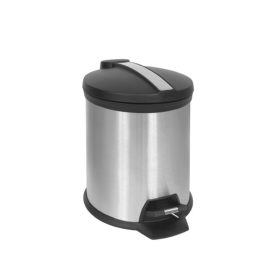   Fürdőszoba szemetes, 5L, kerek, króm, fekete tetővel, pedálos Kuka-02